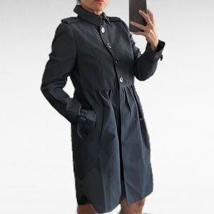 🎁 Burberry London Textured blue gray dress trench coat jacket M